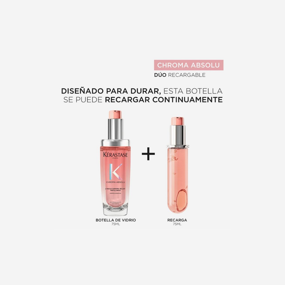 107 KERASTASE Aceite Capilar Reparador Para Cabello Con Color Chroma Absolu Éclat Radiance Recarga 75Ml - Imagen 2