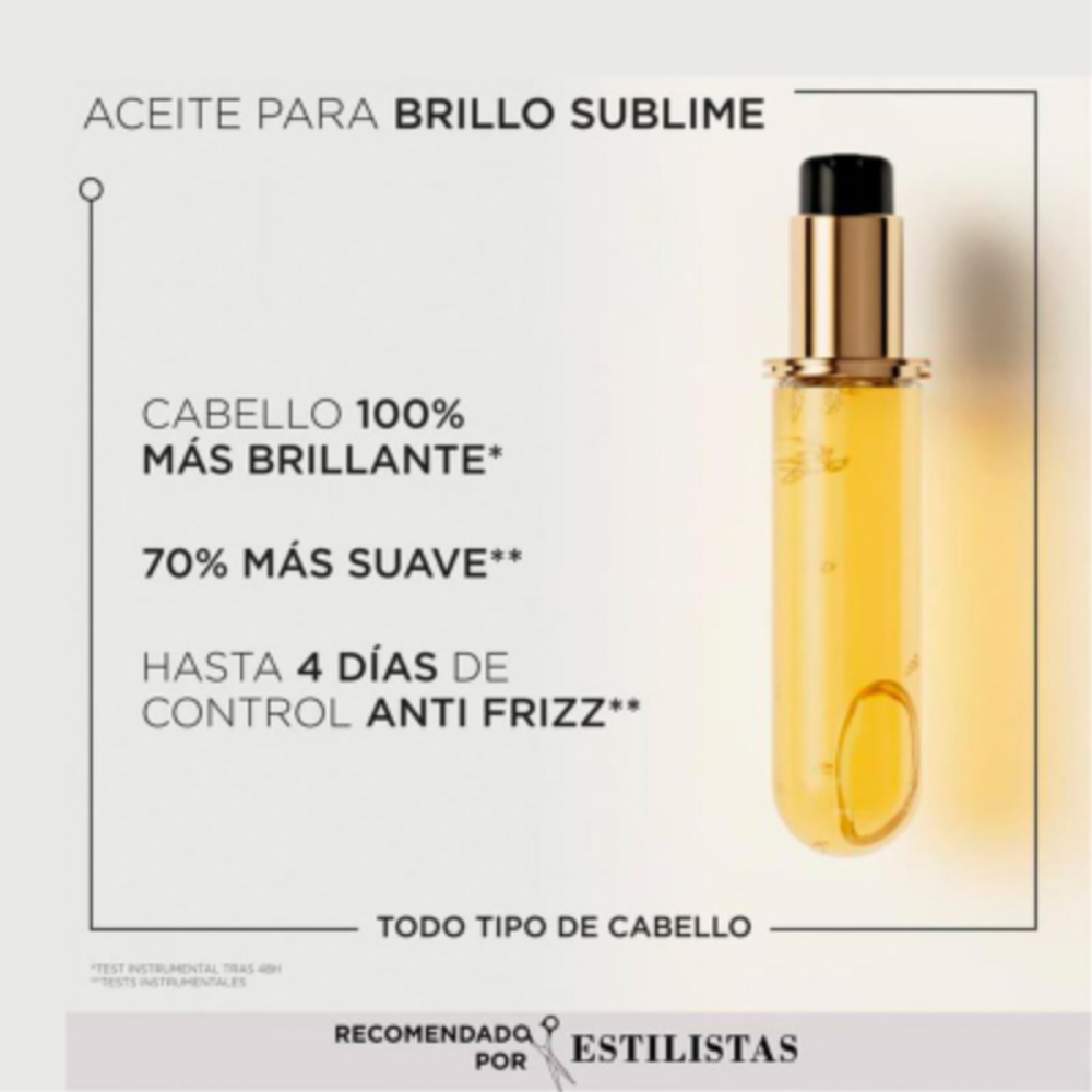 128 KERASTASE Recarga Aceite Brillo sublime todo tipo de cabello Elixir Ultime L´Huile Original 75Ml - Imagen 3