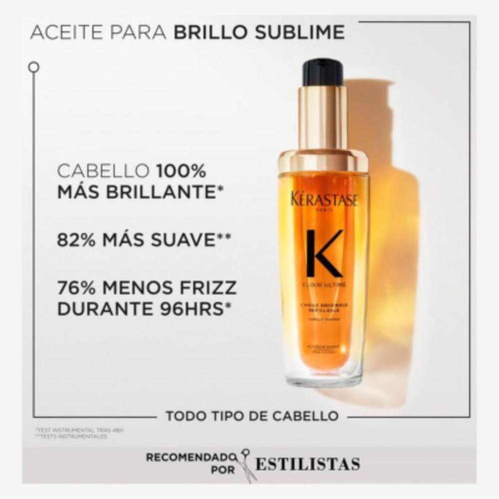 130 KERASTASE Aceite Brillo sublime todo tipo de cabello Elixir Ultime L´Huile Original 75Ml - Imagen 2